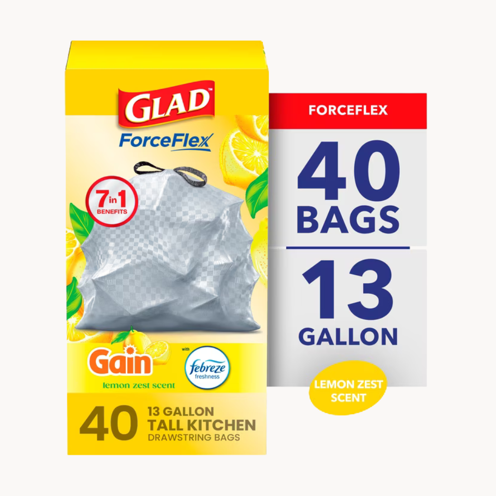 Glad Tall Kitchen trash bags odor free in citrus