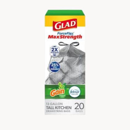 Glad ForceFlex Drawstring trash bags  Odor free 34 ct