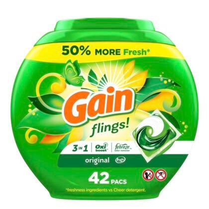 Gain Flings Original 4-in-1 Odor laundry detergent pacs, 42CT