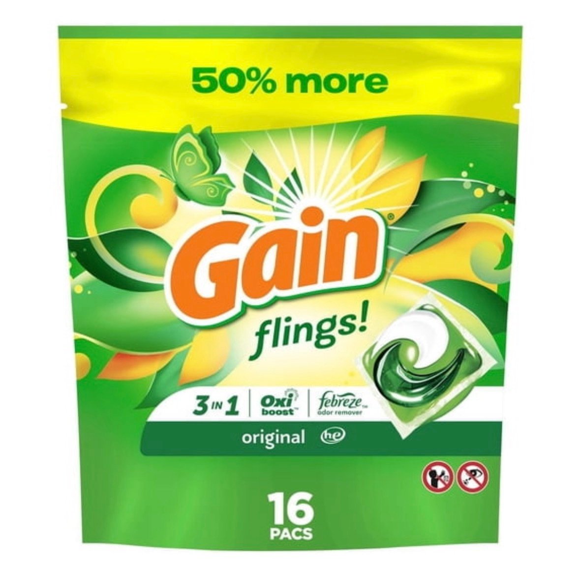 Gain Flings original laundry detergent 16ct