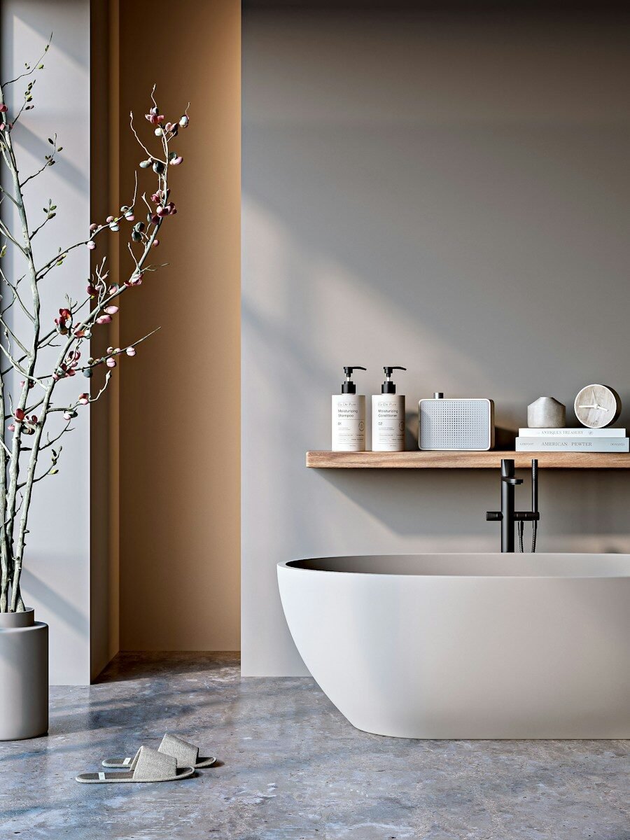 Elegant bathroom with modern fixtures and decor